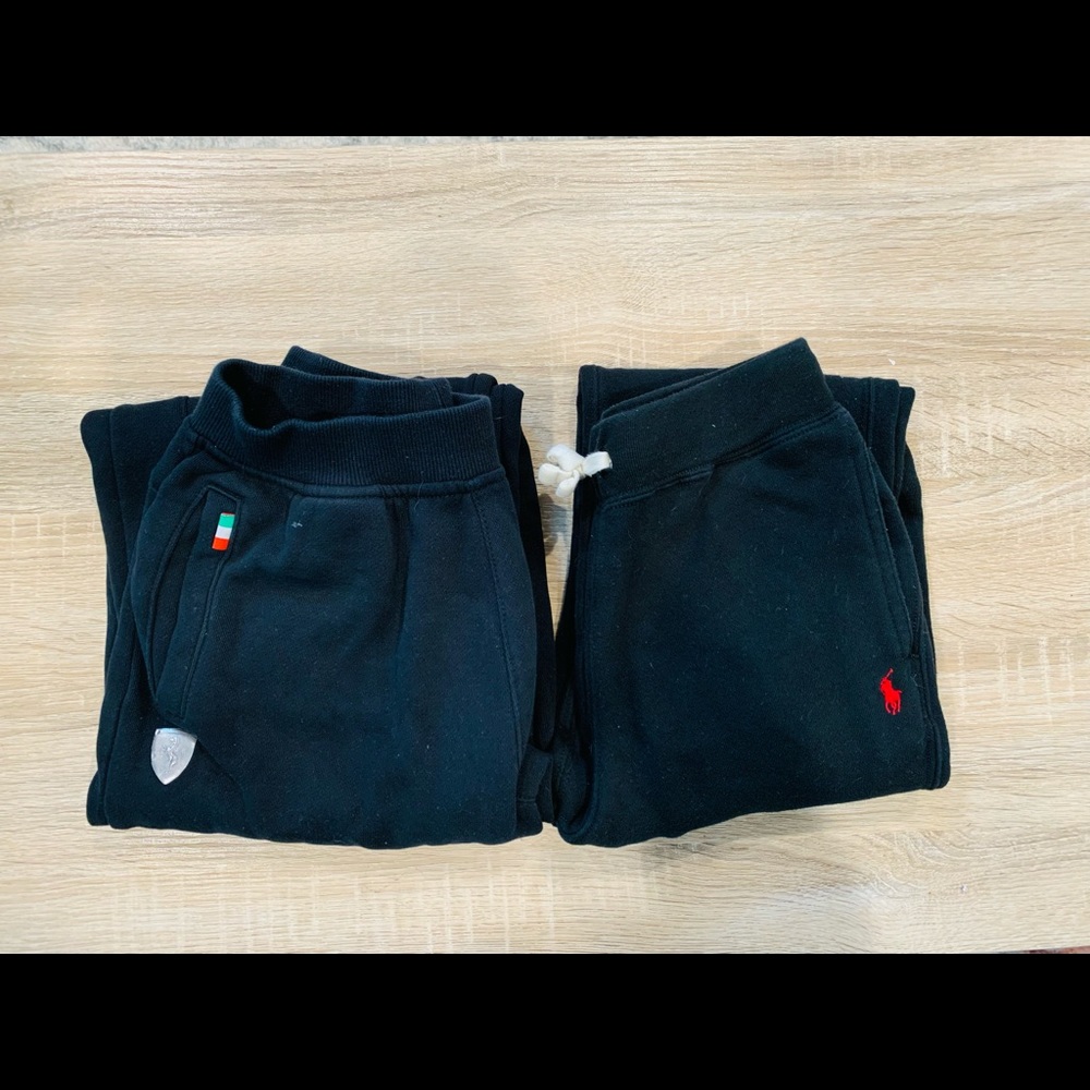 Boys Small joggers: One Polo Ralph Lauren and One Puma Ferrari black